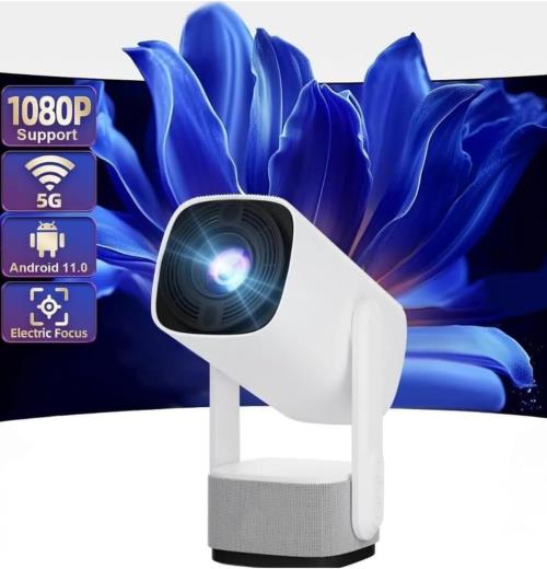 GLR K2 Pan-Tilt Lambalı Projeksiyon 4K Destekl Bluetooth 5.2 Android 11.0 Otomtik Odaklamalı Akıllı Taşın+pili projeksi